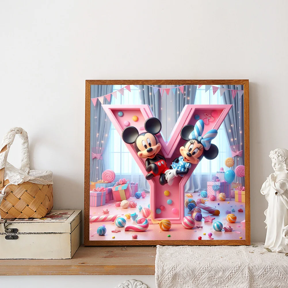 Full Round Diamond Painting 40*40cm - Mickey Minnie Alphabet