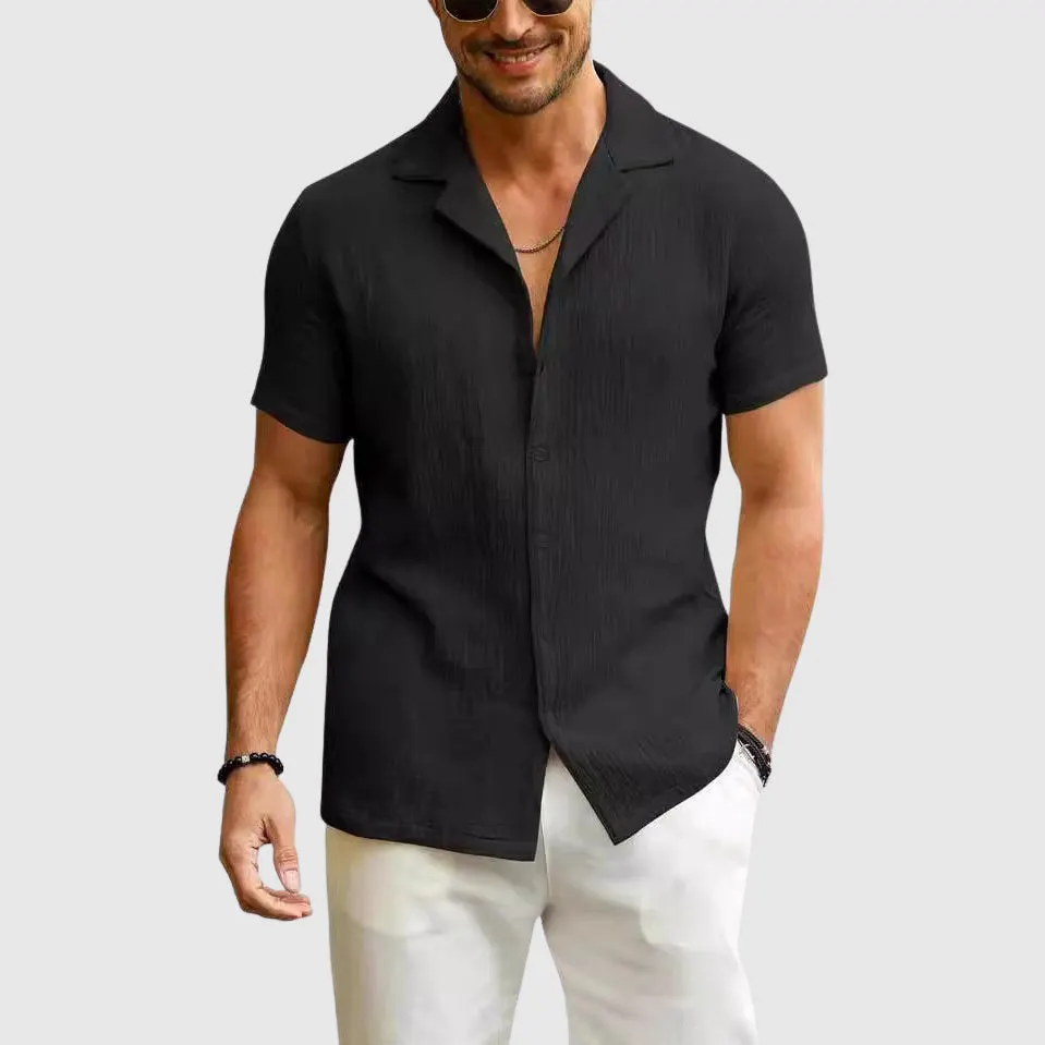 Men's Naples Bay Relaxed Summer Shirt &ndash; Soft Beach Holiday Wear &ndash; Black