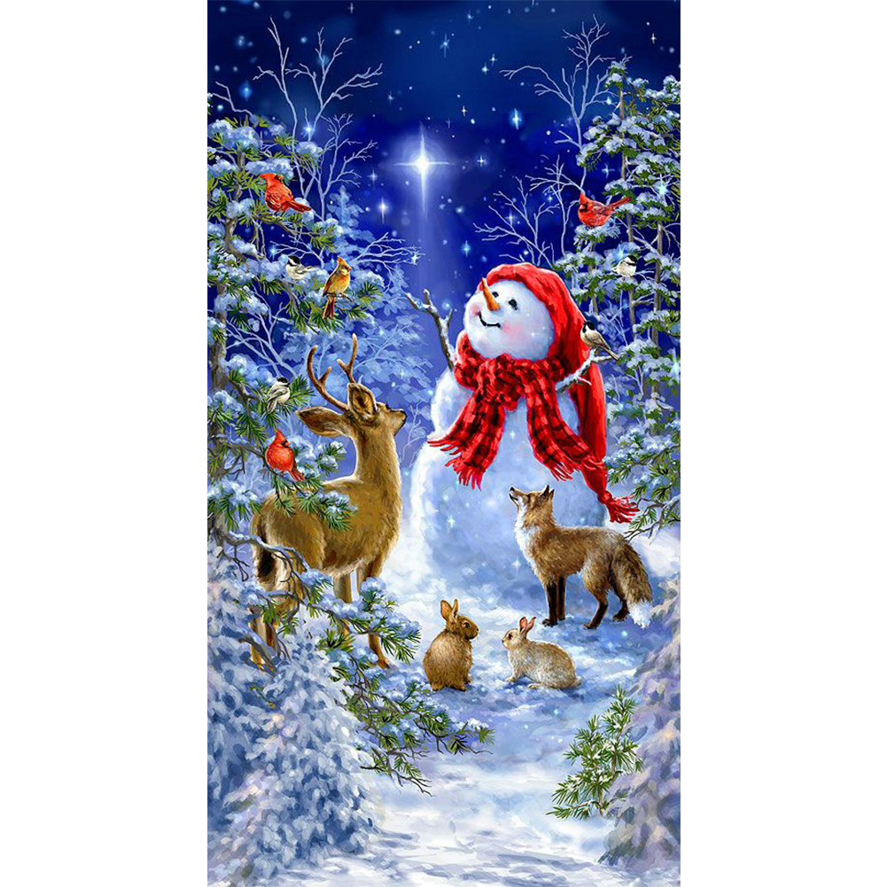 

Snowman Deer - Round Drill Diamond Painting - 40*75CM (Big Size), 501 Original