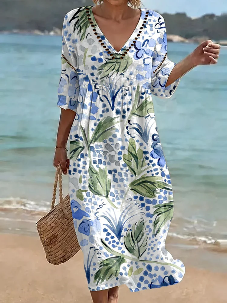 [Spot Big Sale] Women's Floral Print Casual Dress