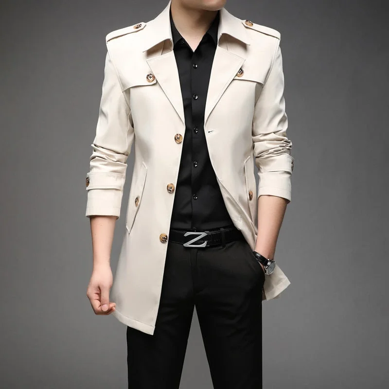 Inongge New Spring Men Trench Fashion England Style Long Trench Coats Mens Casual Outerwear Jackets Windbreaker Brand Mens Clothing