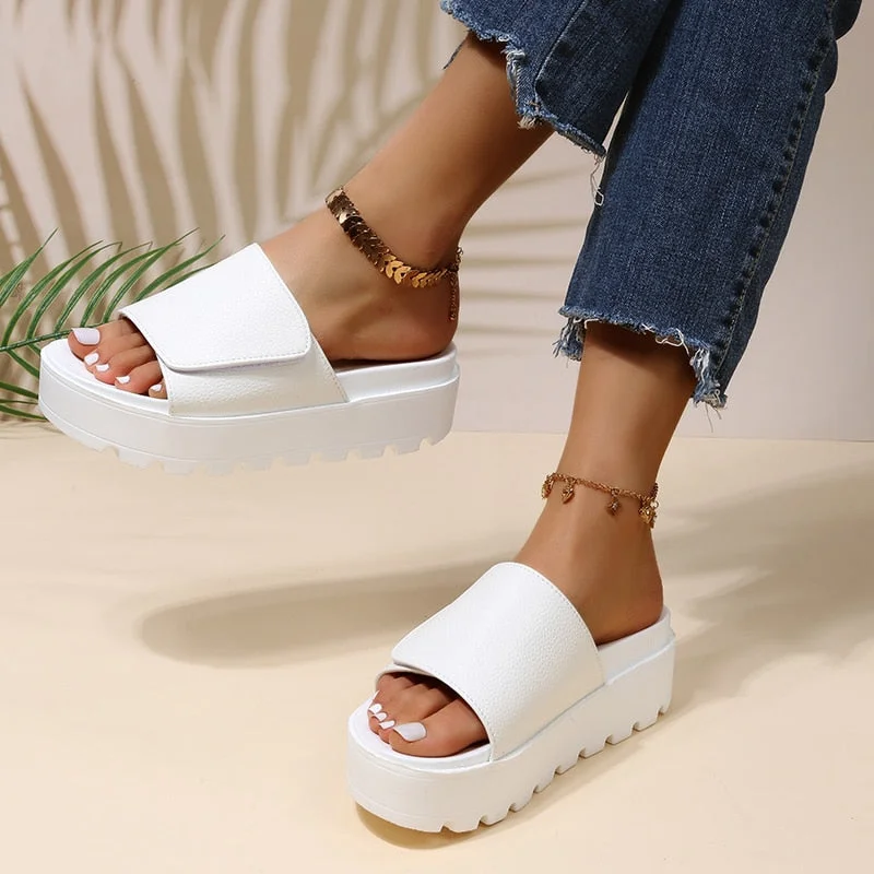 Summer Women Shoes High Heel Wedge Platform Sandals Ladies Open Toe Slide Sandal Outside Casual Thick Slippers Zapatos De Mujer