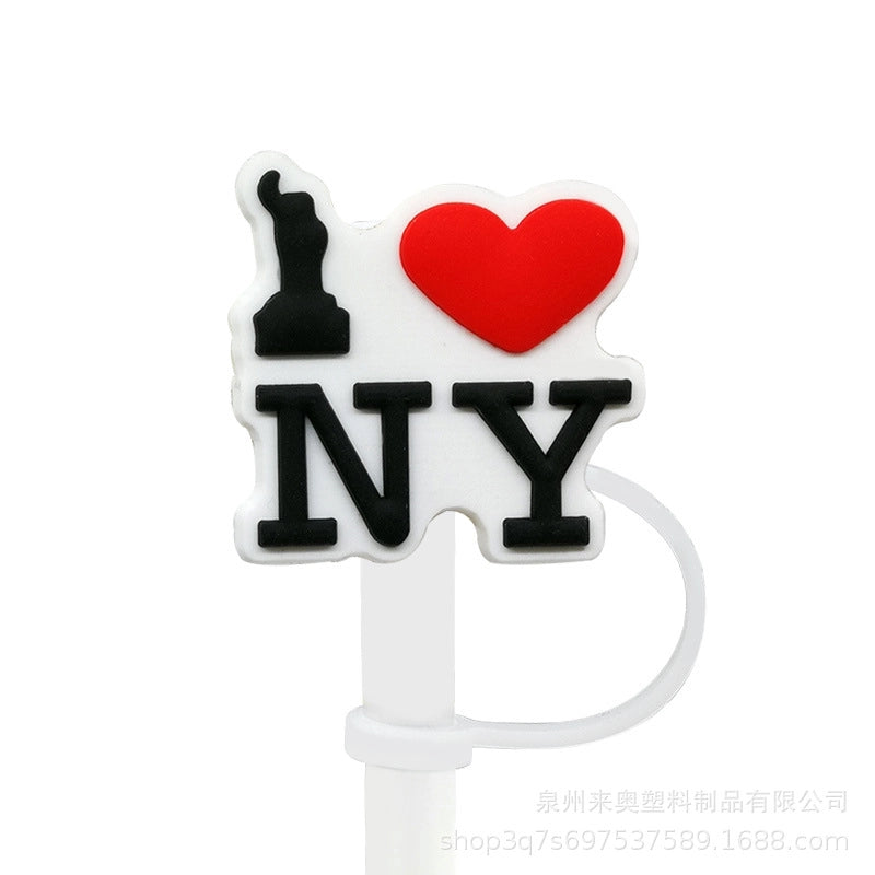 Love Cartoon Silicone Straw Cap 8-10 Straw Dust Cap Dust Cover Personalized Beverage Straw Sleeve Spot