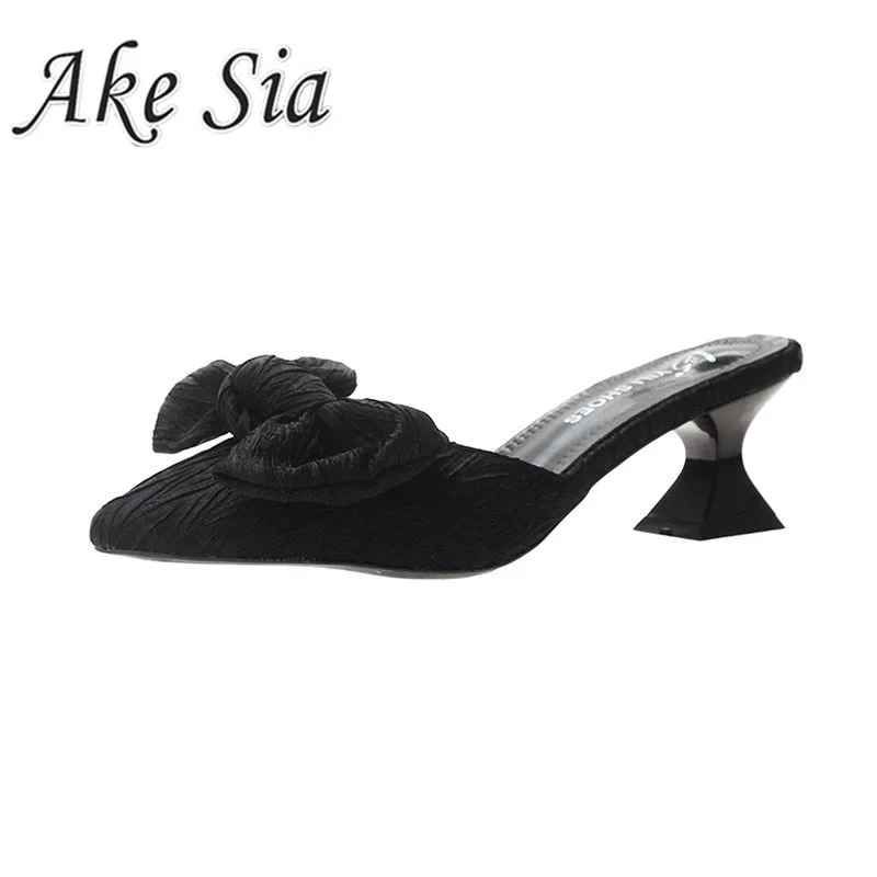 New brand designer design female bow surface non-slip bright high heels fashion shallow mouth party special shoes Stretch Fabric