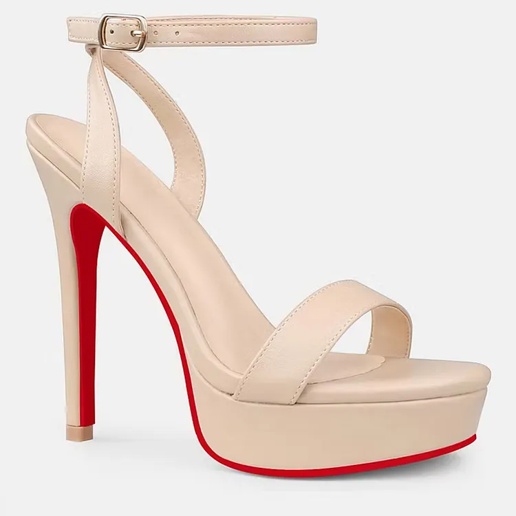 130mm Open Toe Platform Ankle Strap High Heel Matte Sandals Red Soles Vocosi VOCOSI