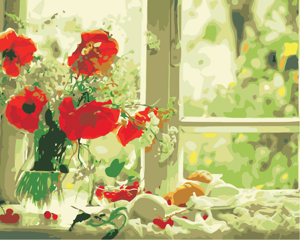 

Rose Flower In Window – Paint By Numbers - 40*50CM, 501 Original