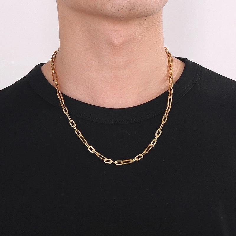 Titanium Steel 18K Gold Plated Hip-Hop Rock Patchwork Solid Color Necklace