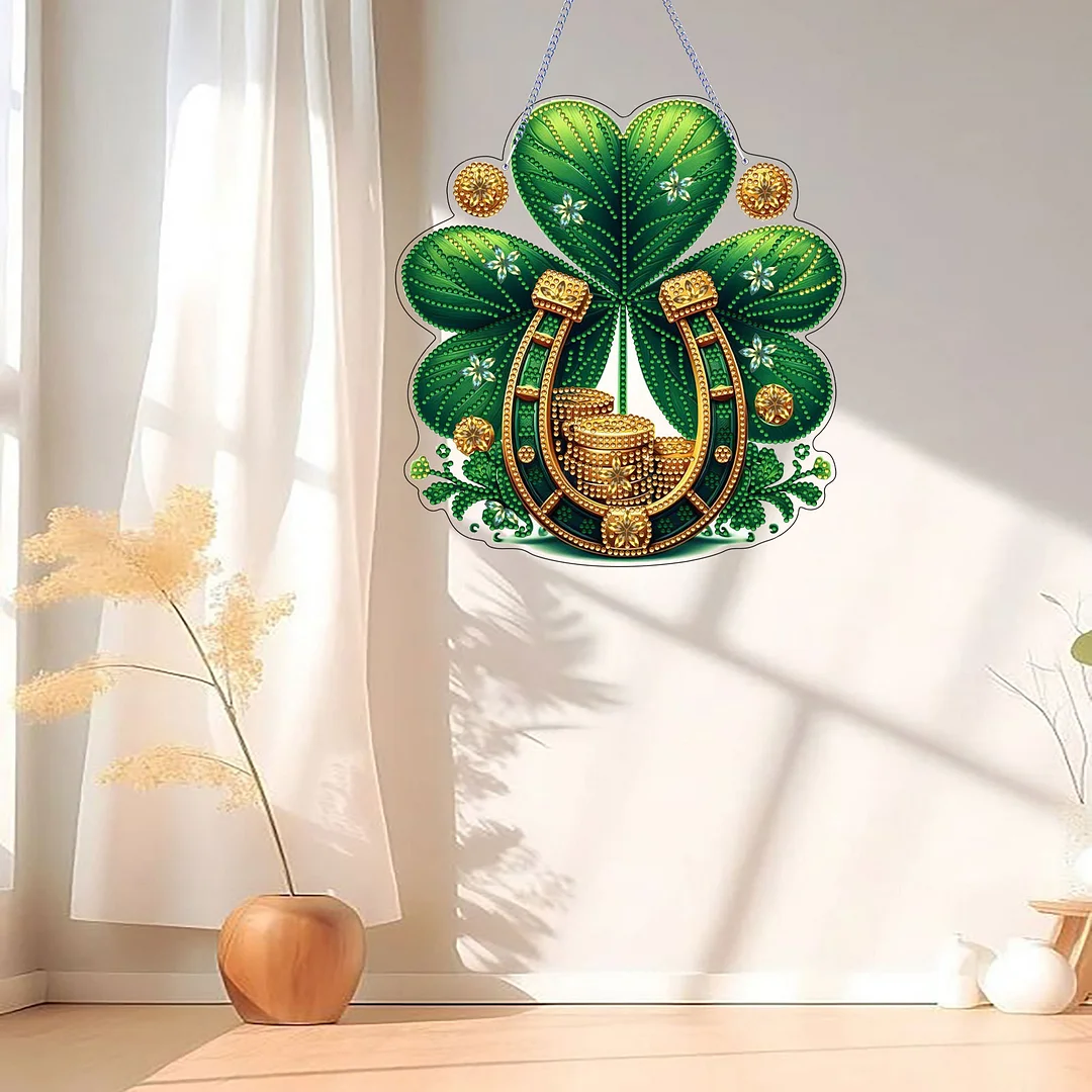 St. Patrick s Day 3 DIY 2D Flat Acrylic Diamond Painting Dots Pendant for Adults