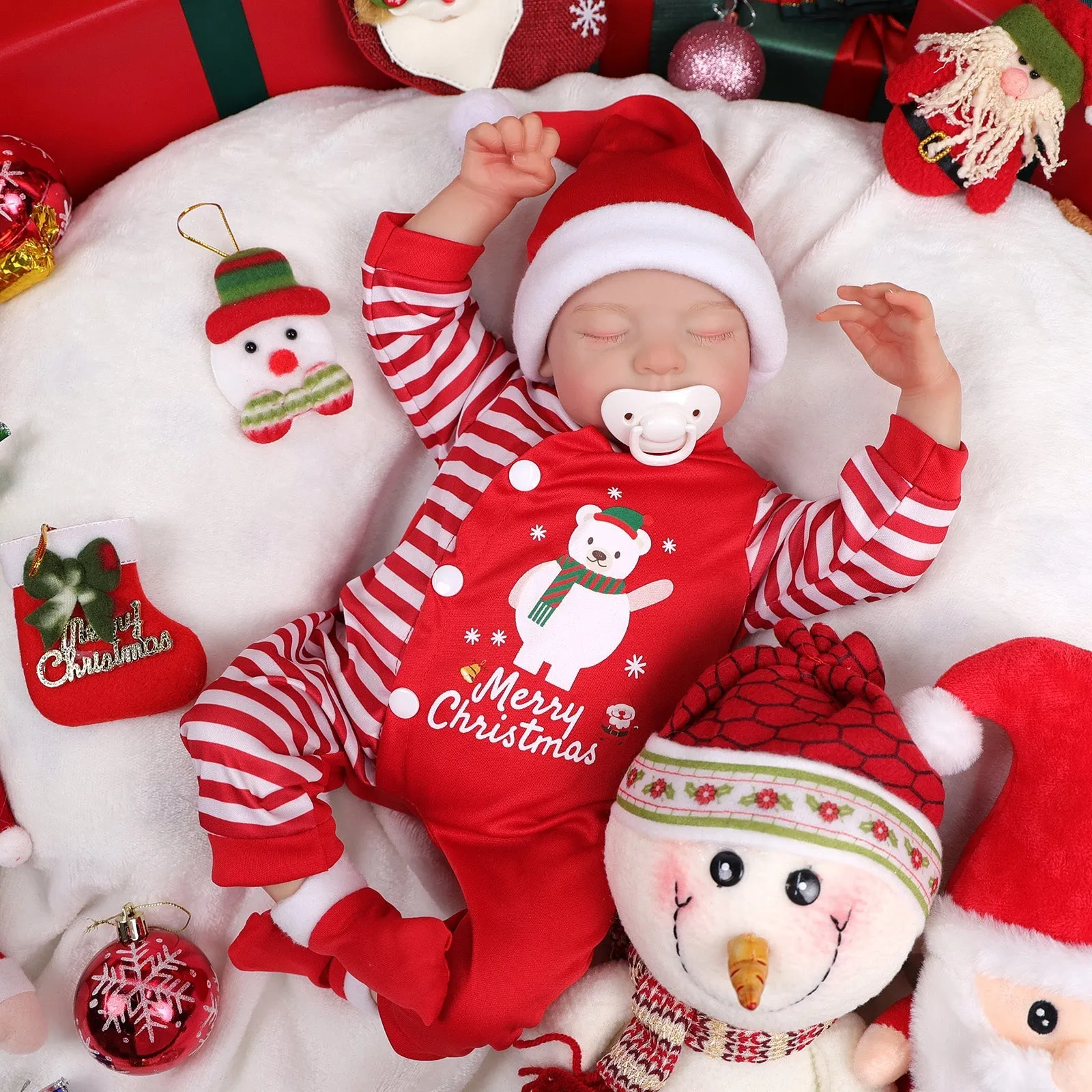 Babeside Christmas Smiling Reborn Baby Leen 20'' Little Infant Boy Best Gift for Kids Christmas Noah-Cloth Body