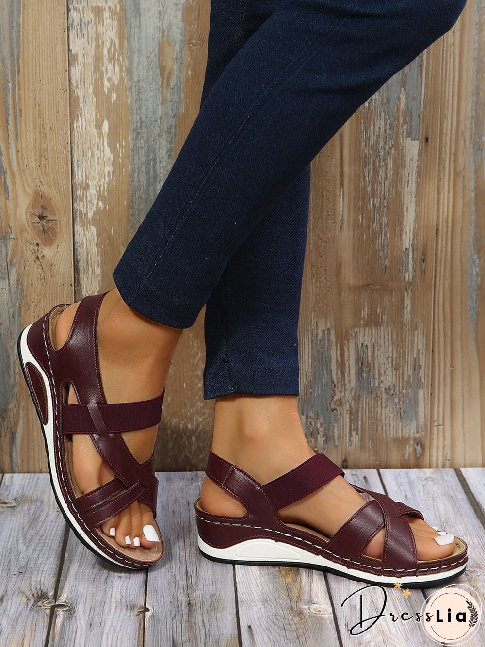 Casual Elastic Low Heel Sandals