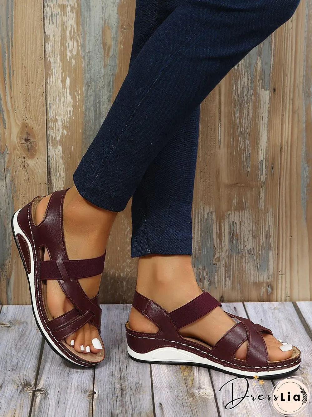 Casual Elastic Low Heel Sandals