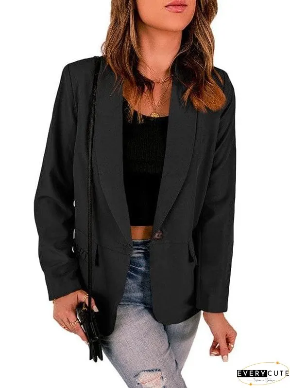 Solid Lapel Button Long Sleeve Blazers