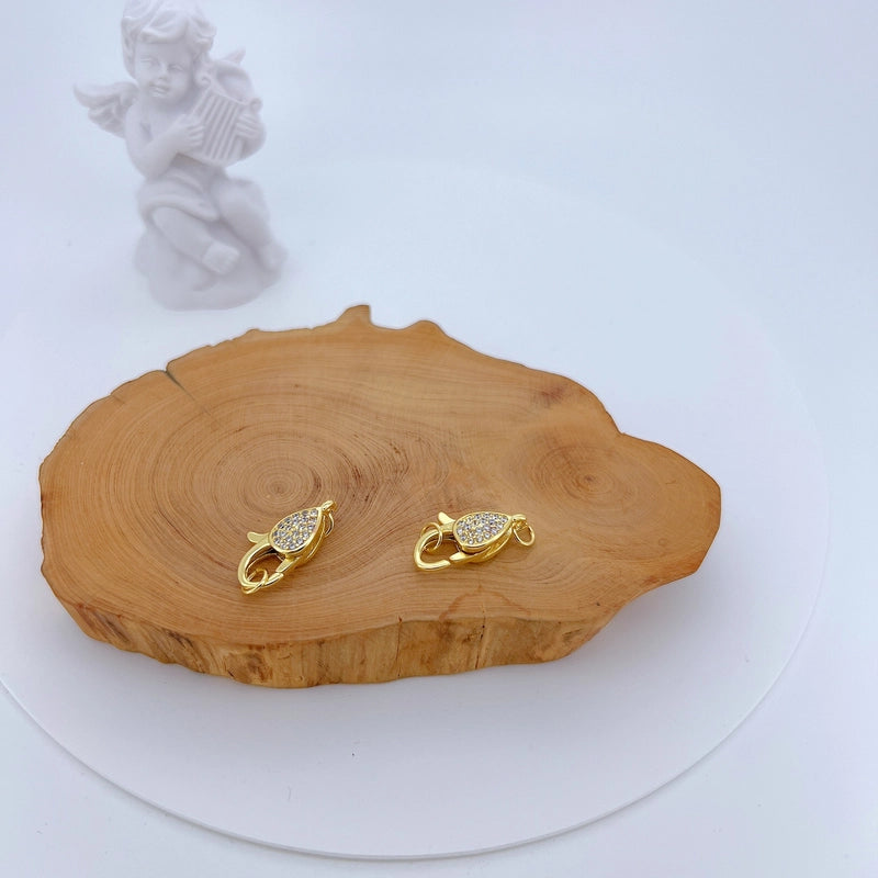 1 Piece 15 * 28mm Copper Zircon Heart Shape Jewelry Buckle Jewelry Accessories