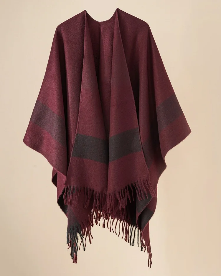Women's Colorblock Casual Cape Shawl