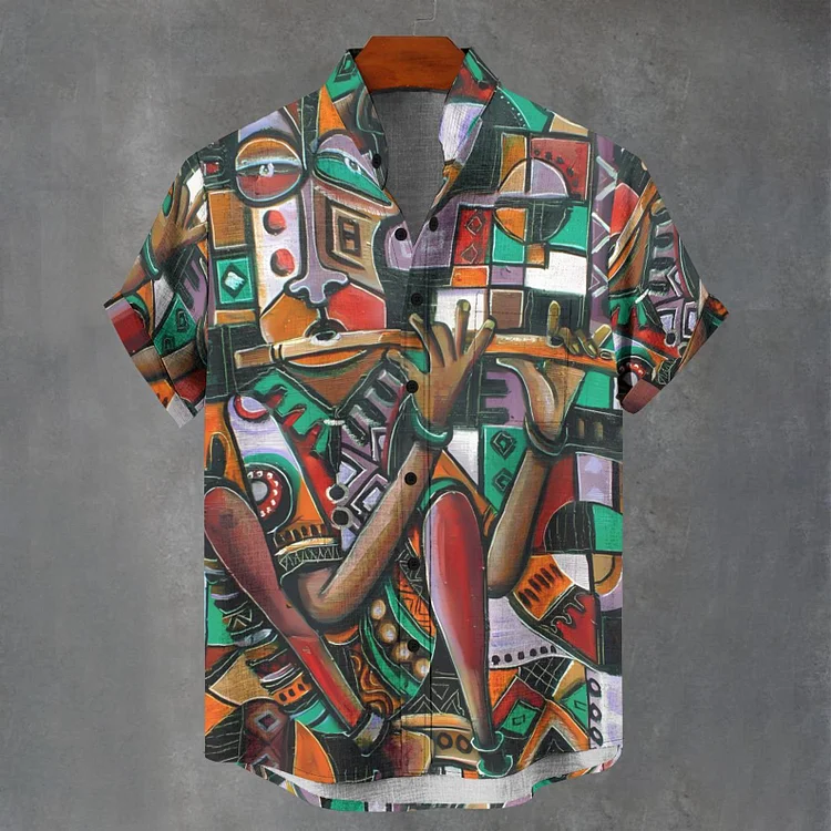 Men's African Art Music Party Vibe Print Casual Shirt