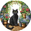 Black Cat In Garden-11CT Stamped Cross Stitch 37*37cm/14.57*14.57in