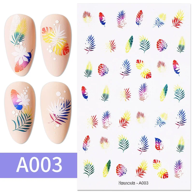 1PC Sexy Lady Shaped 3D Nail Stickers Character Face Image Leaves Flower Decals Slider Black White DIY Nail Art Decorarion