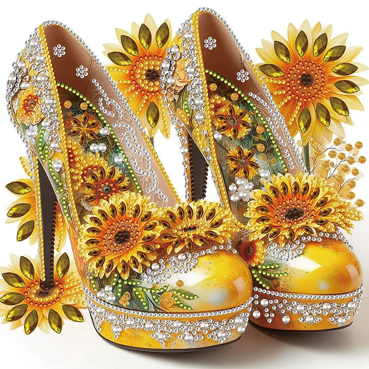 Flower High Heels 30*30CM (Canvas) Special Shaped Drill Diamond Painting gbfke