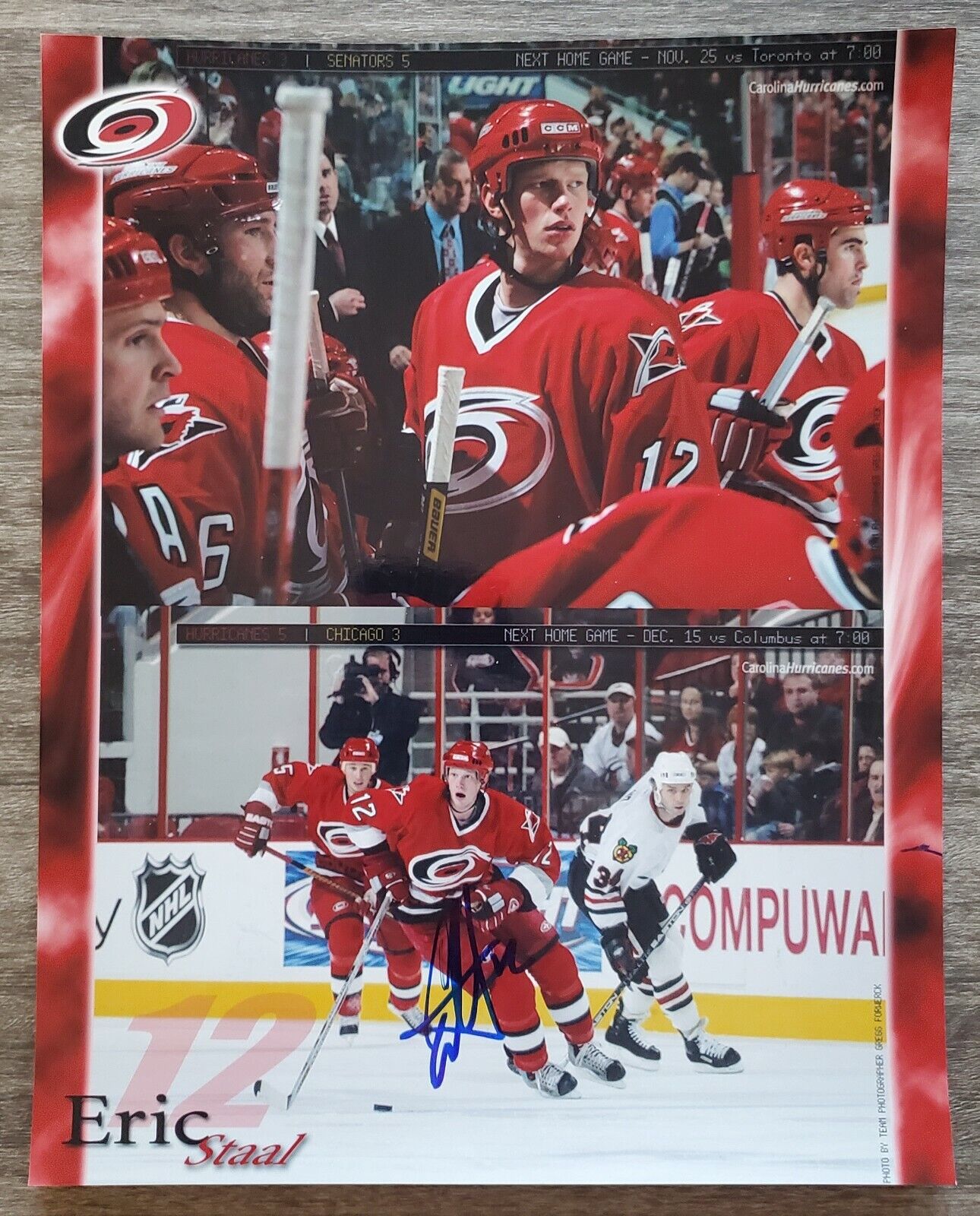 Eric Staal Signed 8x10 Photo Poster painting Carolina Hurricanes Hockey NHL RAD