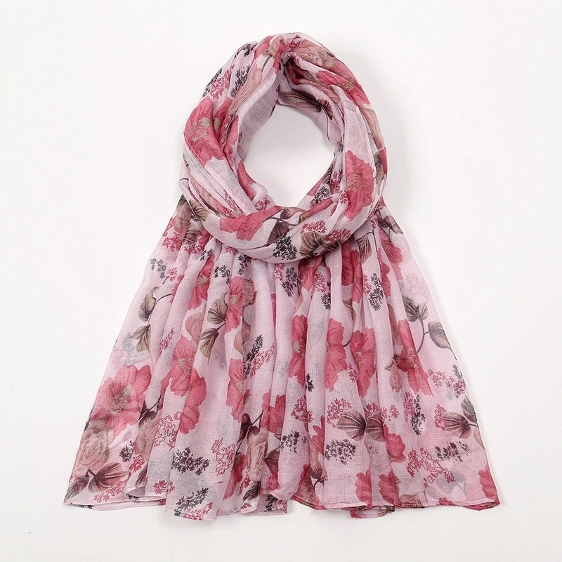 Women’s Retro Lady Printing Rose Rayon Polyester Printing And Dyeing Printing Dyeing Scarf Shawl Hijab