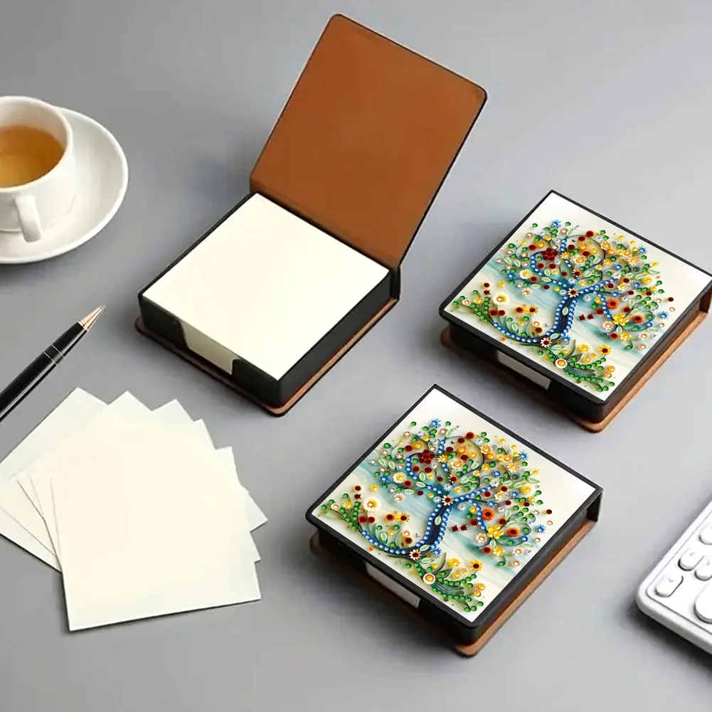 PU 5D Diamond Painting Kit Note Box DIY Diamond Art Notepad Box (Tree B)