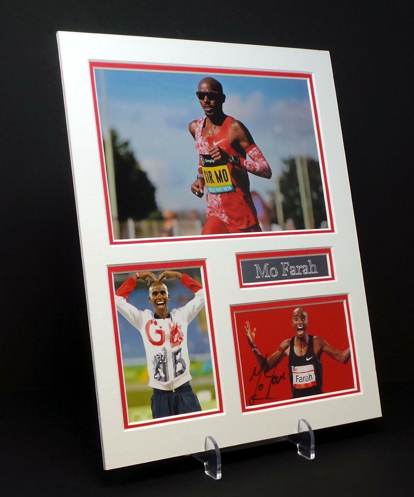 Mo FARAH Signed Mounted Photo Poster painting Display AFTAL Olympic Gold Medal Winning Runner