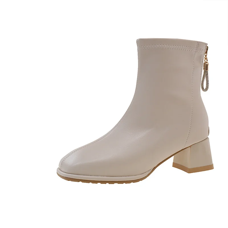 Yyvonne Boots Women's New 2025 Autumn And Winter Naked Boots Femininity Retro Short Boots Women's Heads Thick And Single Boots Women