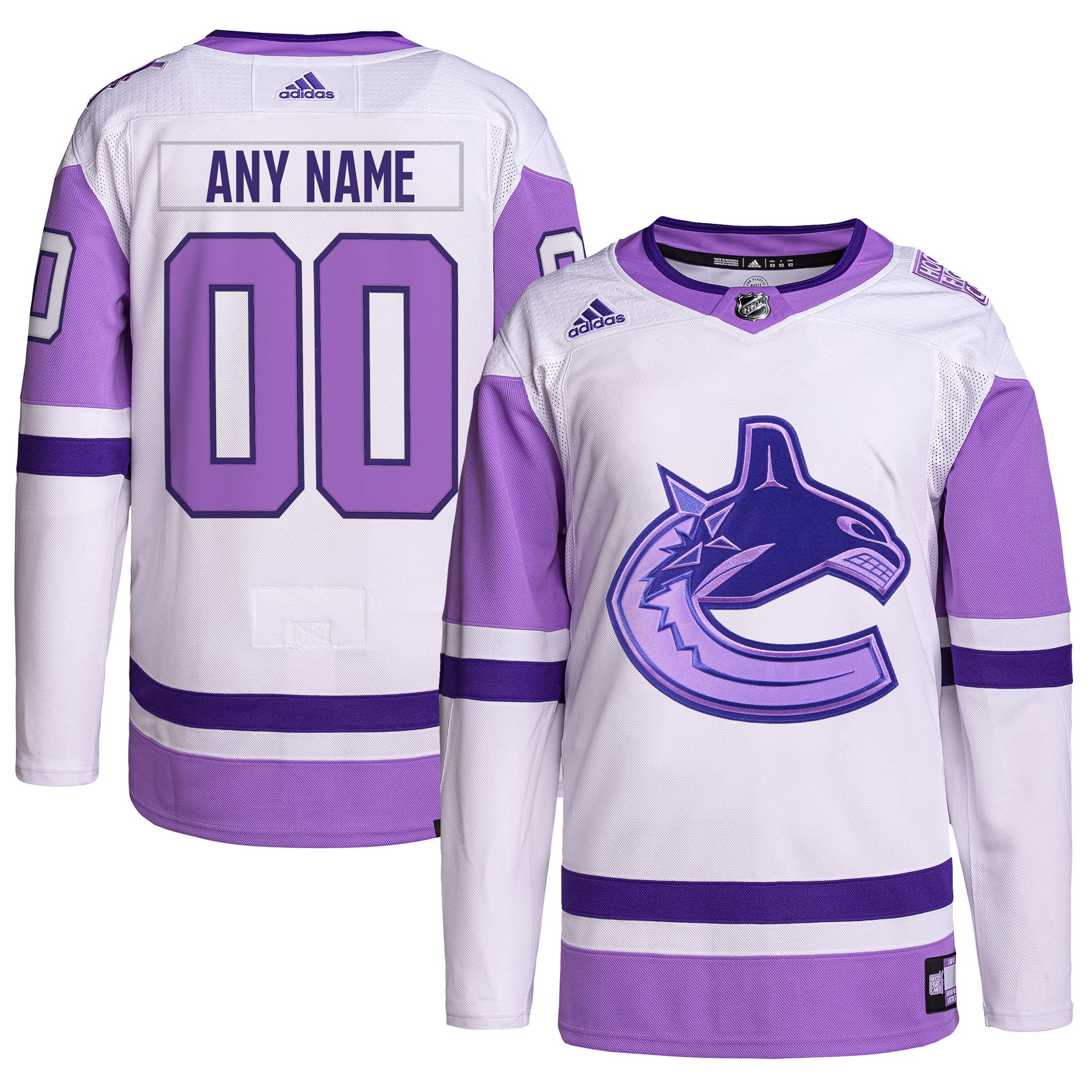 Vancouver Canucks  Hockey Fights Cancer Primegreen  Custom Jersey – White/Purple mysite