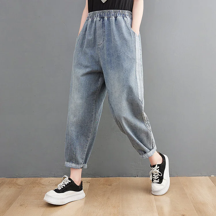 Women Summer Loose Casual Solid Jeans