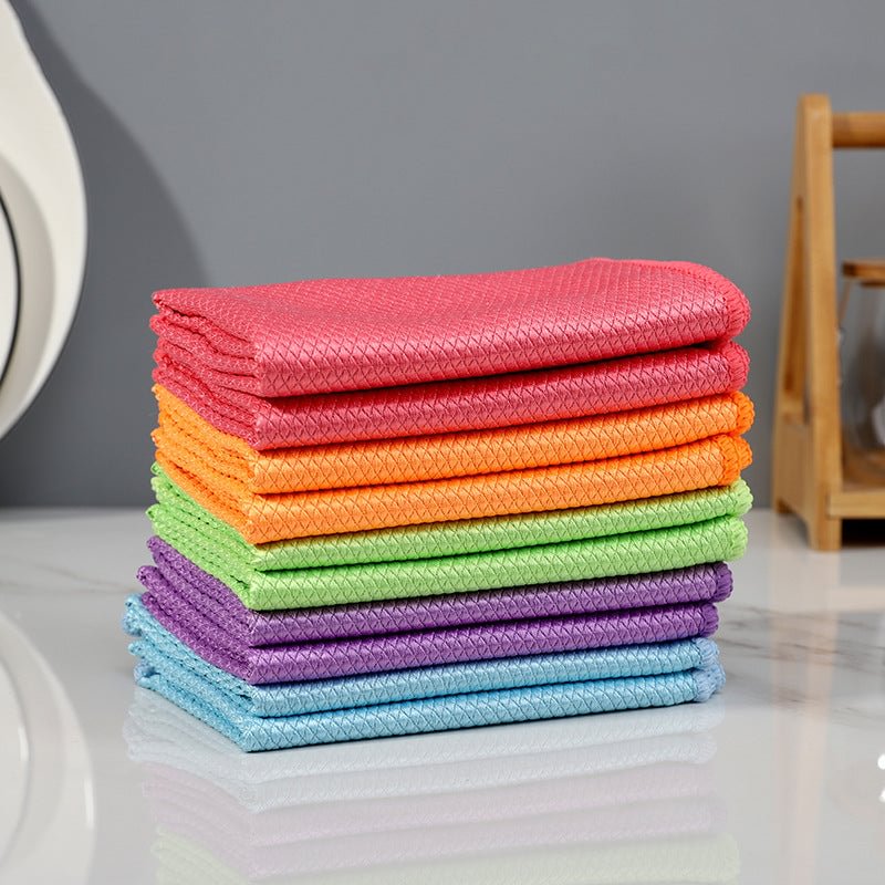 10 PCS Fish Scale Cloth Cleaning Towel For Kitchen Windows Car Mirrors Wiping Home Tools Towel
