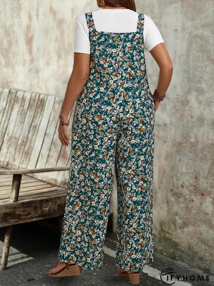 Plus Size Women's Printed Strappy Jumpsuit | IFYHOME