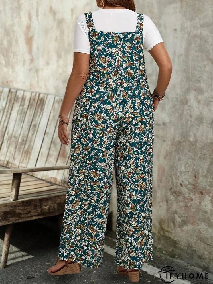 Plus Size Women's Printed Strappy Jumpsuit | IFYHOME