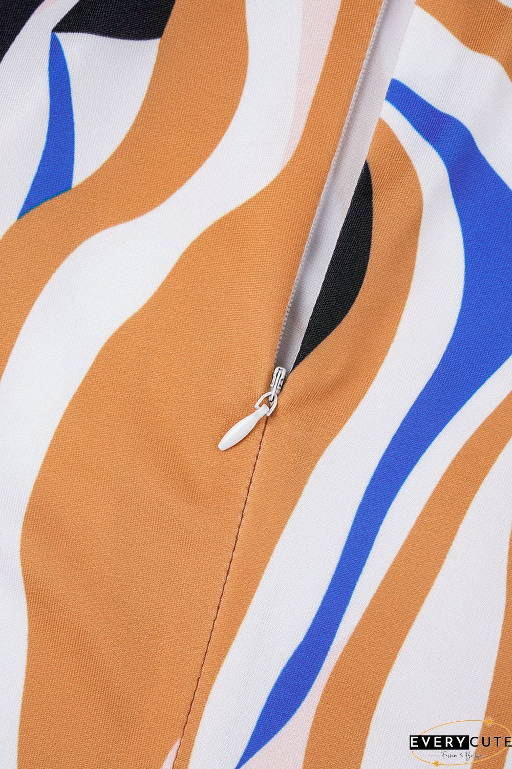 Multicolor Casual Print Patchwork Turndown Collar Short Sleeve Dress