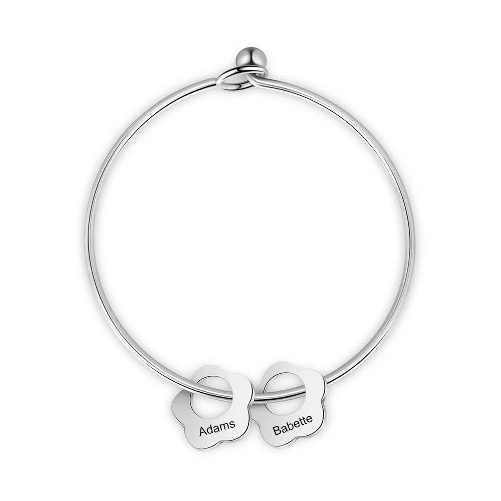 Personalisiertes Blumenarmband mit 2 eingraviertem Namen n2 Kettenmachen