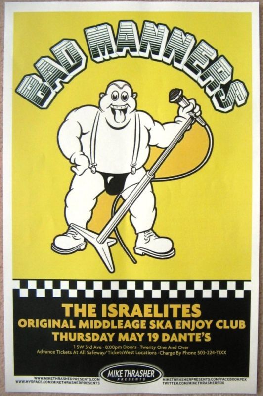 BAD MANNERS 2011 SKA Gig POSTER Portland Oregon Concert