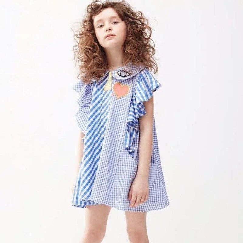 Retro Baby Spring Summer Girls Cotton Dress Kids Teenagers Children Clothes Outwear Puff Long Sleeve High Quality