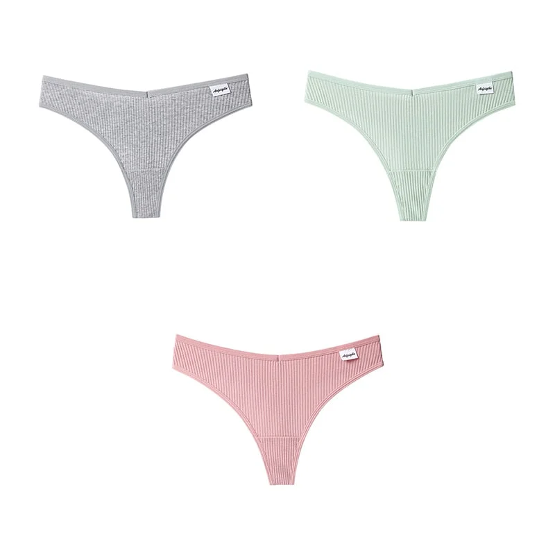 3pcs Women Cotton Panties Sexy Sports Underwear For Woman Lady T-back Female Thongs Cotton Lingerie Woman Intimates New BANNIROU
