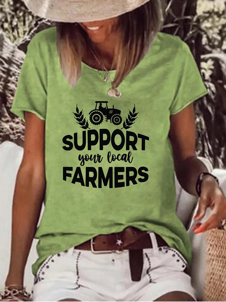 Support Your Local Farm Retro Raw Hem Tee