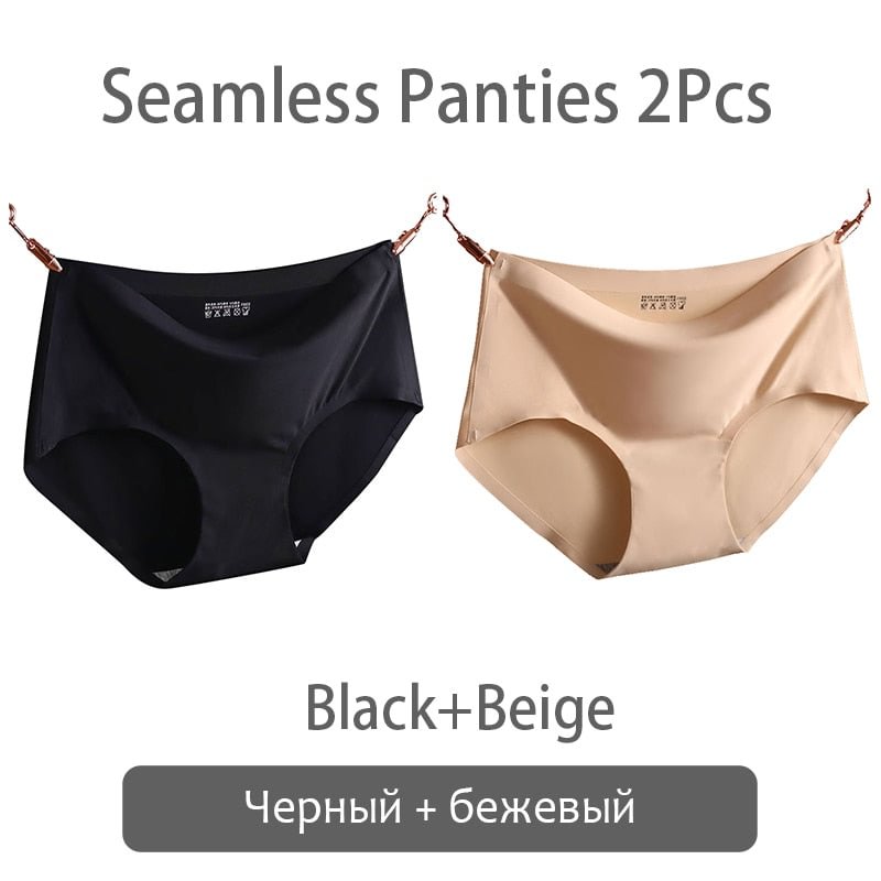 FINETOO Seamless Panties Women Ice Silk Underwear M-2XL Soft Female Underpants Big Size Seamless Underwear 2Pcs/set Girls Briefs