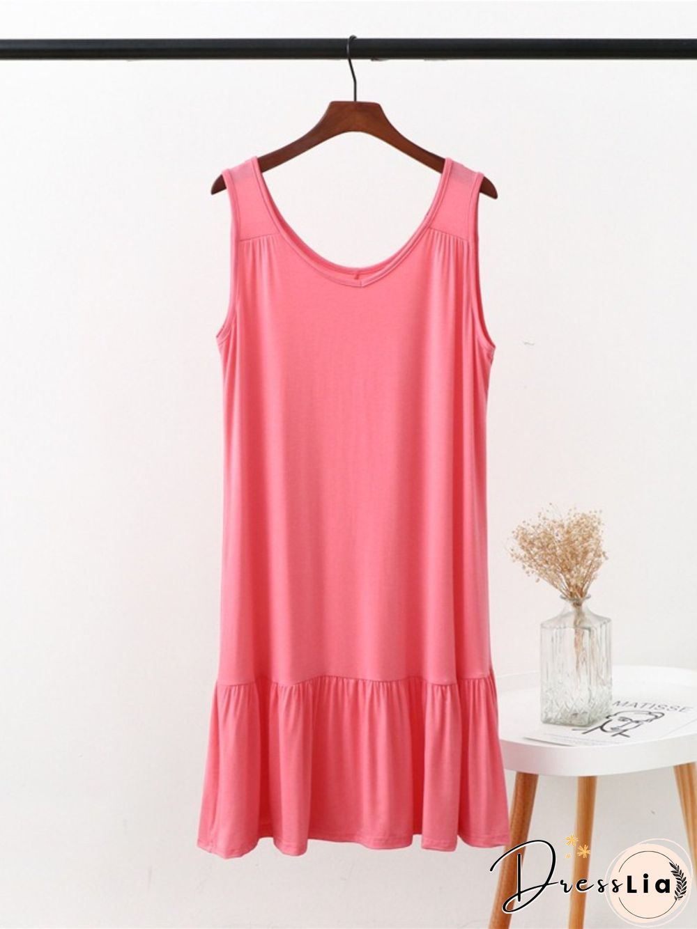 Vintage V Neck Plain Sleeveless Plus Size Casual Knitting Dress