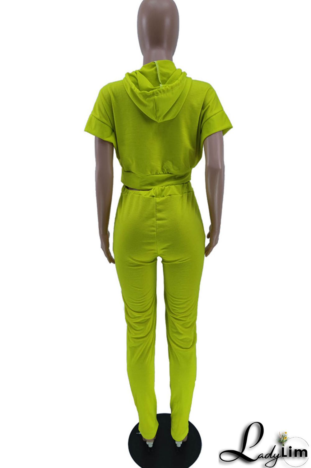 Yellow Casual Solid Split Joint Hooded Collar Short Sleeve Two Pieces