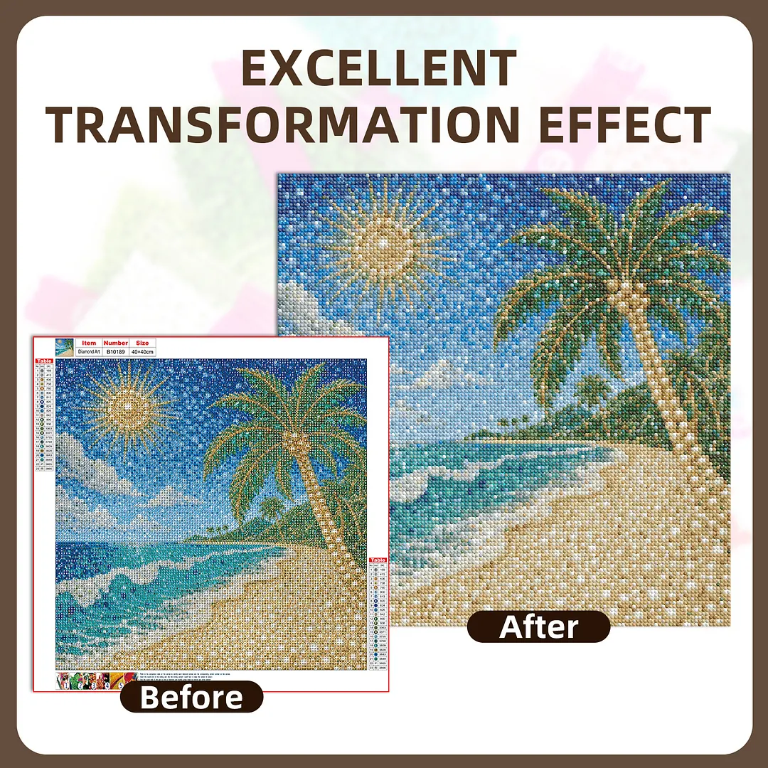 Summer Beach Pearl Full DIY 5D Round Drill Gem Art Diamond Painting Kits 15.75x15.75 in Diamond Dots Paintings Picture Arts Craft Diamond Art Kits for Adults Beginner Home Wall Decor
