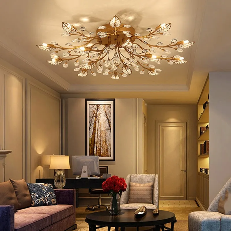 Vintage LED Ceiling Light Crystal Ceiling Lamp For Living Room Loft