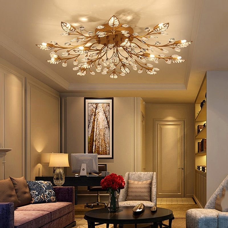 Vintage LED Ceiling Light Crystal Ceiling Lamp For Living Room Loft