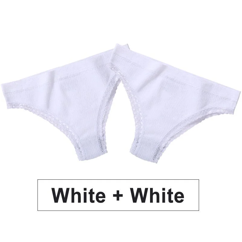 2PCS/Set Women Panties Sexy Lingerie Lace Underwear Female Underpants Solid Color Bikini Panties Seamless Briefs for Woman Girls