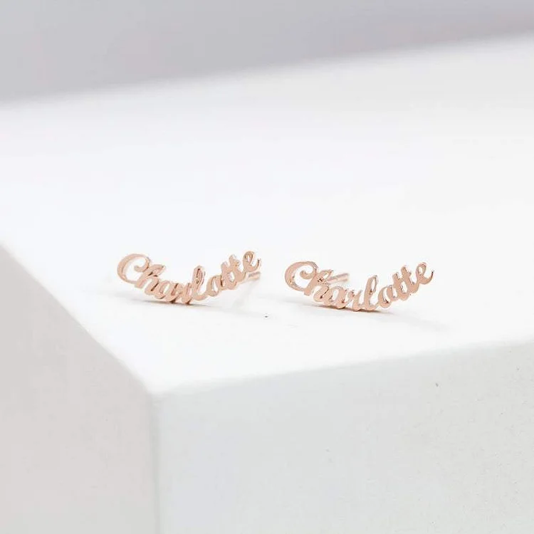 Personalized Name Stud Earrings Gift for Her