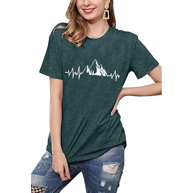 AL™ Mountains Print Hiking T-Shirt Tees Short Sleeve Crew Neck Tee-Annaletters