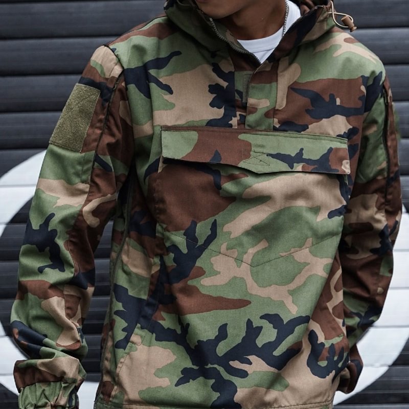 Military Outdoor Camo Hooded Waterproof Zip-Up Jacket