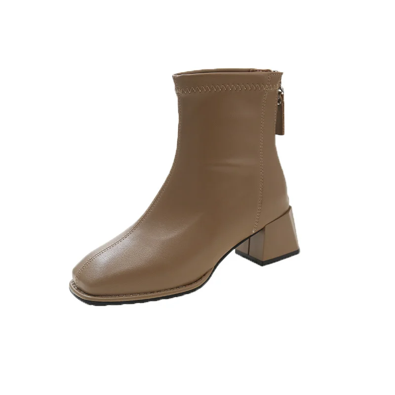 Yyvonne Boots Women's High-End Boots Spring And Autumn New Martin Boots Coarse And Korean Version Of Thin Boots After Zipper Single Boots