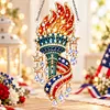 DIY Diamond Painting Acrylic Hanging Ornament, Pearl & Special Shaped Drill Art, Double-Sided Printed Patriotic Home Decor(Liberty Torch)